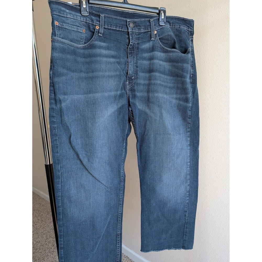 Levis 559 Relaxed Straight Jeans Mens 38x30 Dark Wash Raw Hem Denim Pants